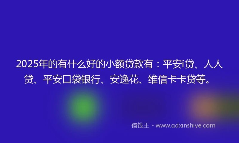 2025年的有什么好的小额贷款有：平安i贷、人人贷、平安口袋银行、安逸花、维信卡卡贷等。