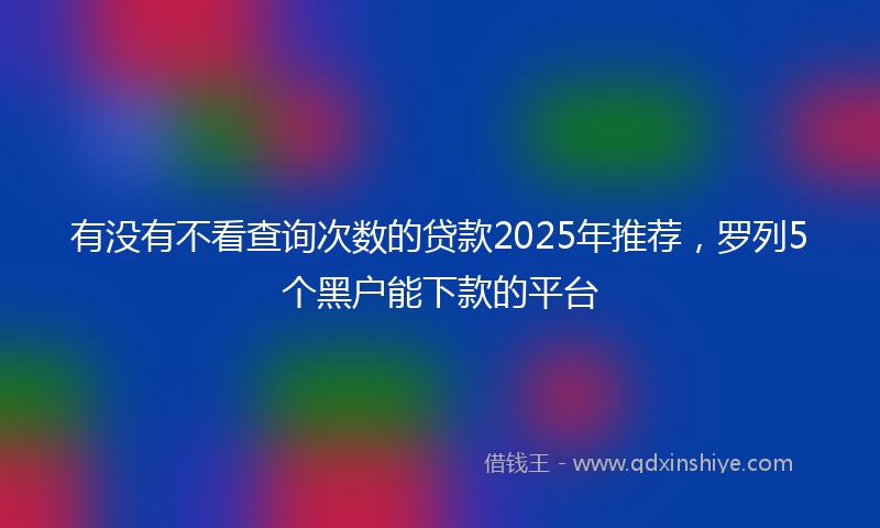 有没有不看查询次数的贷款2025年推荐，罗列5个黑户能下款的平台