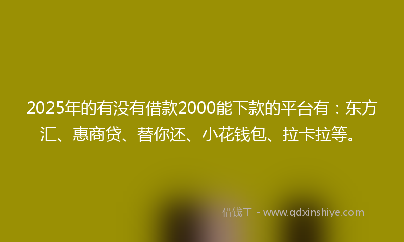 2025年的有没有借款2000能下款的平台有：东方汇、惠商贷、替你还、小花钱包、拉卡拉等。