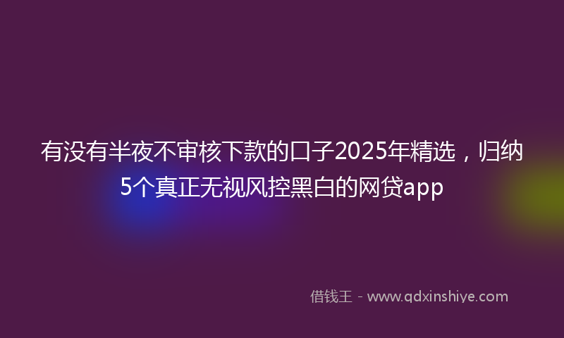 有没有半夜不审核下款的口子2025年精选，归纳5个真正无视风控黑白的网贷app