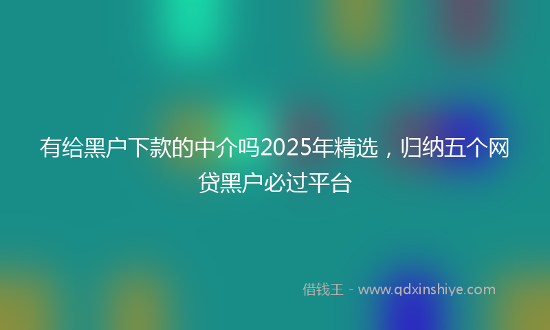 有给黑户下款的中介吗2025年精选，归纳五个网贷黑户必过平台