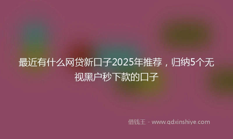 最近有什么网贷新口子2025年推荐，归纳5个无视黑户秒下款的口子