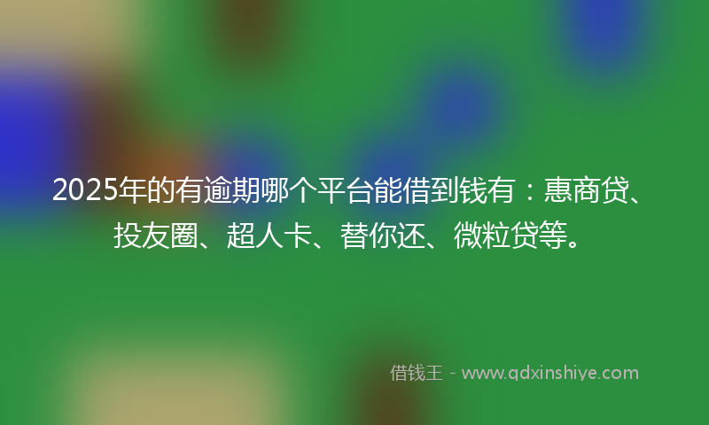 2025年的有逾期哪个平台能借到钱有：惠商贷、投友圈、超人卡、替你还、微粒贷等。