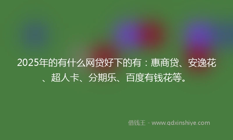 2025年的有什么网贷好下的有：惠商贷、安逸花、超人卡、分期乐、百度有钱花等。
