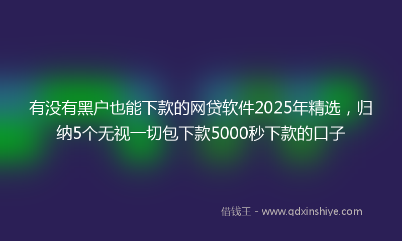 有没有黑户也能下款的网贷软件2025年精选，归纳5个无视一切包下款5000秒下款的口子