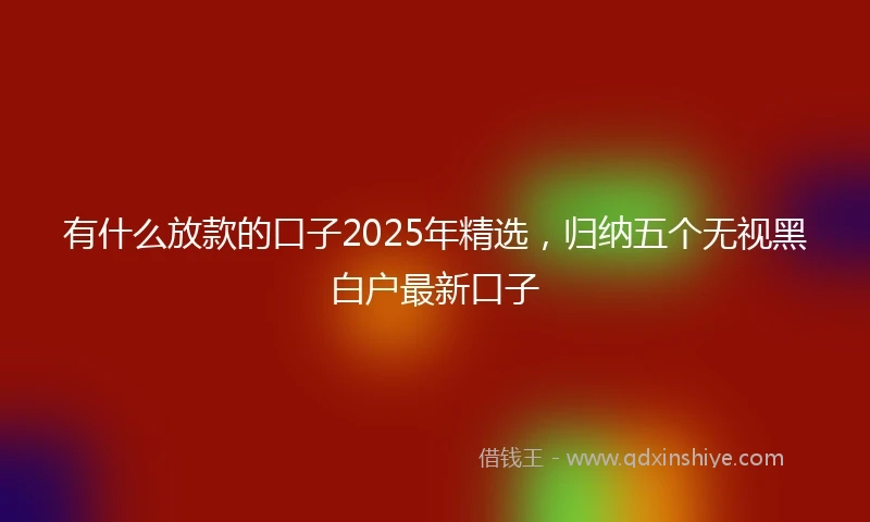 有什么放款的口子2025年精选，归纳五个无视黑白户最新口子