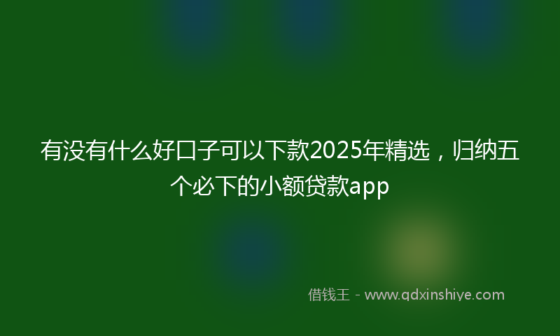 有没有什么好口子可以下款2025年精选，归纳五个必下的小额贷款app