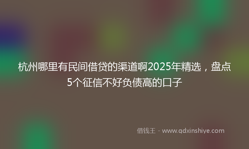 杭州哪里有民间借贷的渠道啊2025年精选，盘点5个征信不好负债高的口子