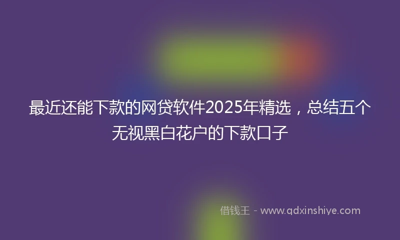 最近还能下款的网贷软件2025年精选，总结五个无视黑白花户的下款口子