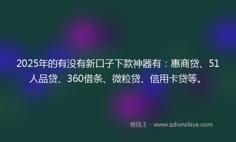 2025年的有没有新口子下款神器有：惠商贷、51人品贷、360借条、微粒贷、信用卡贷等。