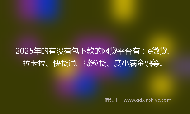 2025年的有没有包下款的网贷平台有：e微贷、拉卡拉、快贷通、微粒贷、度小满金融等。