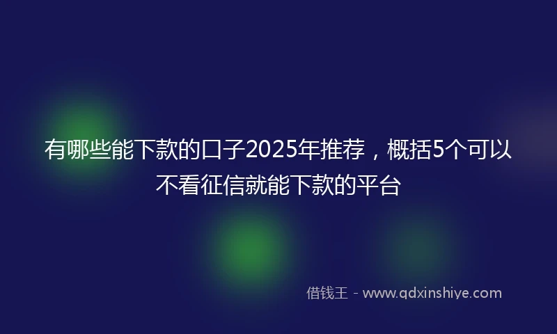 有哪些能下款的口子2025年推荐，概括5个可以不看征信就能下款的平台