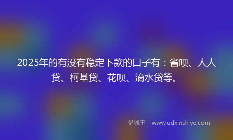 2025年的有没有稳定下款的口子有：省呗、人人贷、柯基贷、花呗、滴水贷等。