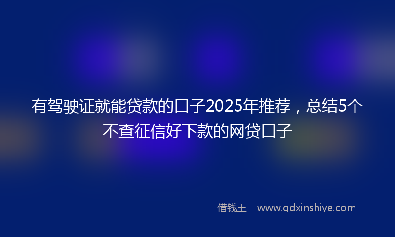 有驾驶证就能贷款的口子2025年推荐，总结5个不查征信好下款的网贷口子