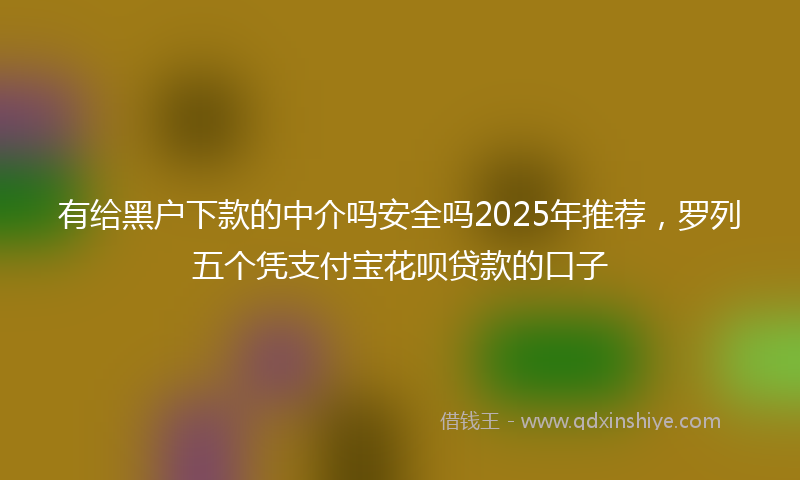 有给黑户下款的中介吗安全吗2025年推荐，罗列五个凭支付宝花呗贷款的口子