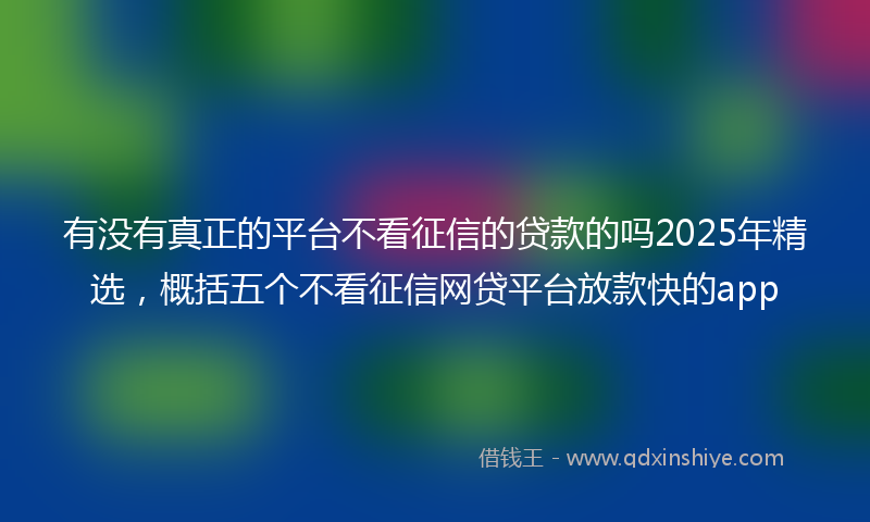 有没有真正的平台不看征信的贷款的吗2025年精选，概括五个不看征信网贷平台放款快的app