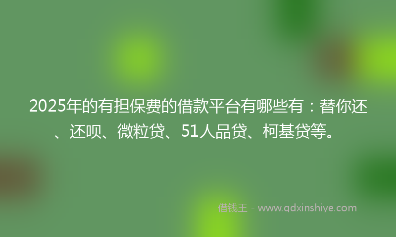 2025年的有担保费的借款平台有哪些有：替你还、还呗、微粒贷、51人品贷、柯基贷等。