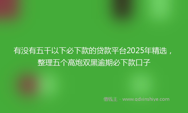 有没有五千以下必下款的贷款平台2025年精选，整理五个高炮双黑逾期必下款口子