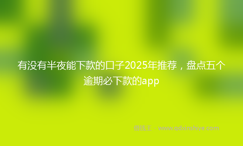 有没有半夜能下款的口子2025年推荐，盘点五个逾期必下款的app