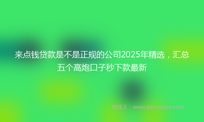来点钱贷款是不是正规的公司2025年精选，汇总五个高炮口子秒下款最新