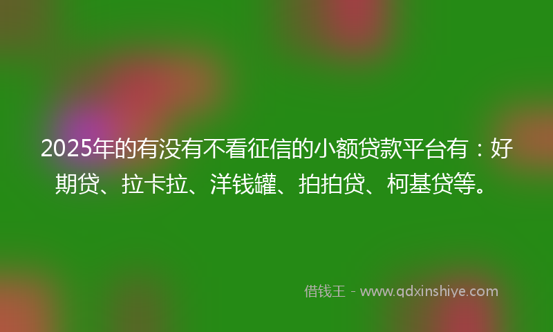 2025年的有没有不看征信的小额贷款平台有：好期贷、拉卡拉、洋钱罐、拍拍贷、柯基贷等。