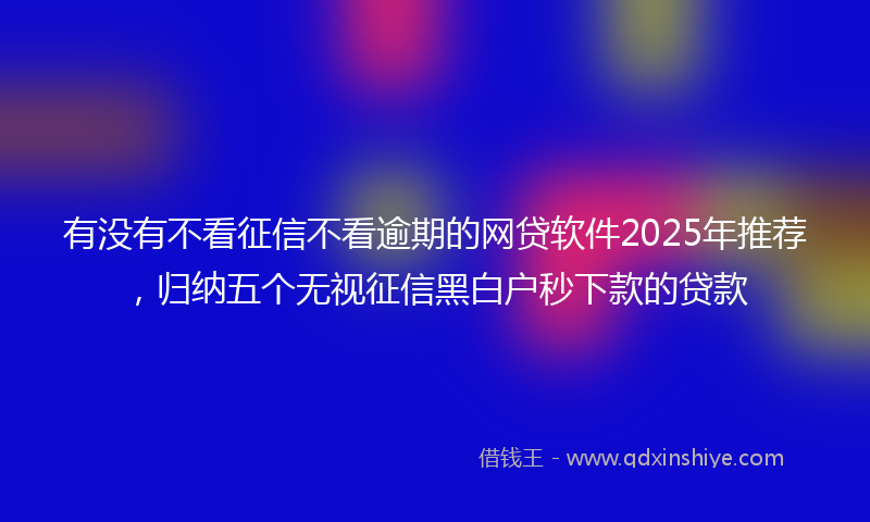 有没有不看征信不看逾期的网贷软件2025年推荐，归纳五个无视征信黑白户秒下款的贷款
