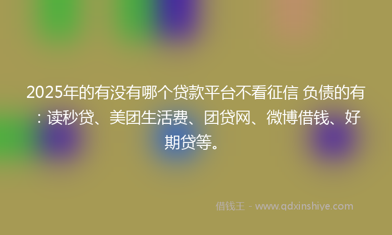 2025年的有没有哪个贷款平台不看征信 负债的有：读秒贷、美团生活费、团贷网、微博借钱、好期贷等。