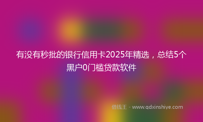 有没有秒批的银行信用卡2025年精选，总结5个黑户0门槛贷款软件