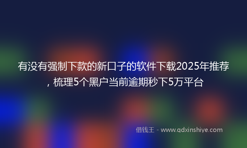 有没有强制下款的新口子的软件下载2025年推荐，梳理5个黑户当前逾期秒下5万平台