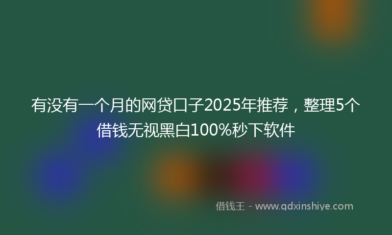 有没有一个月的网贷口子2025年推荐，整理5个借钱无视黑白100%秒下软件