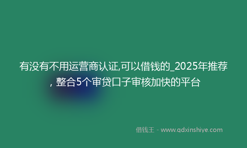有没有不用运营商认证,可以借钱的_2025年推荐，整合5个审贷口子审核加快的平台