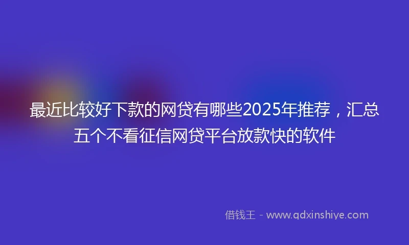 最近比较好下款的网贷有哪些2025年推荐,汇总五个不看征信网贷平台放款快的软件