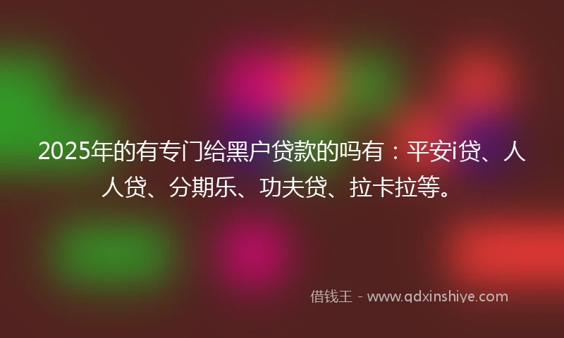 2025年的有专门给黑户贷款的吗有：平安i贷、人人贷、分期乐、功夫贷、拉卡拉等。