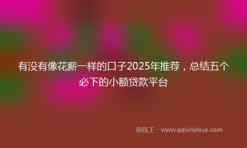 有没有像花薪一样的口子2025年推荐，总结五个必下的小额贷款平台