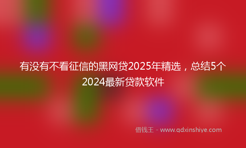 有没有不看征信的黑网贷2025年精选，总结5个2024最新贷款软件