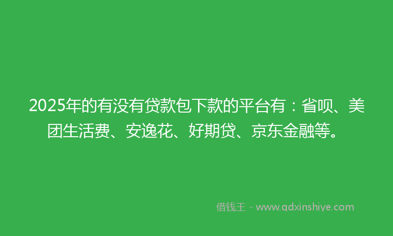 2025年的有没有贷款包下款的平台有：省呗、美团生活费、安逸花、好期贷、京东金融等。