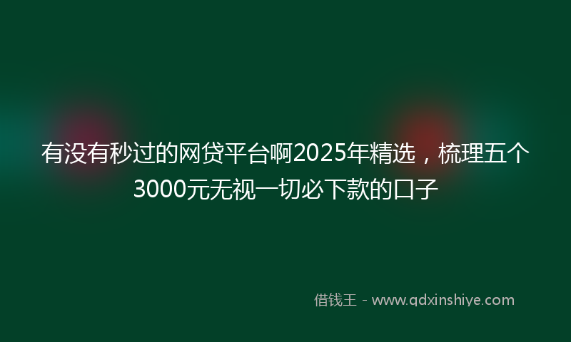 有没有秒过的网贷平台啊2025年精选，梳理五个3000元无视一切必下款的口子