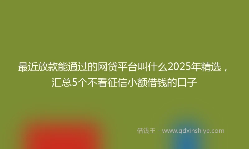 最近放款能通过的网贷平台叫什么2025年精选，汇总5个不看征信小额借钱的口子