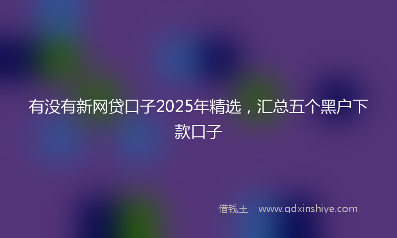 有没有新网贷口子2025年精选，汇总五个黑户下款口子