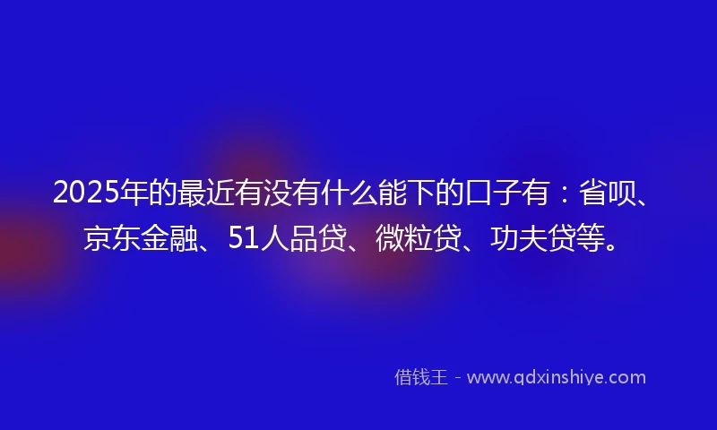 2025年的最近有没有什么能下的口子有:省呗、京东金融、51人品贷、微粒贷、功夫贷等。