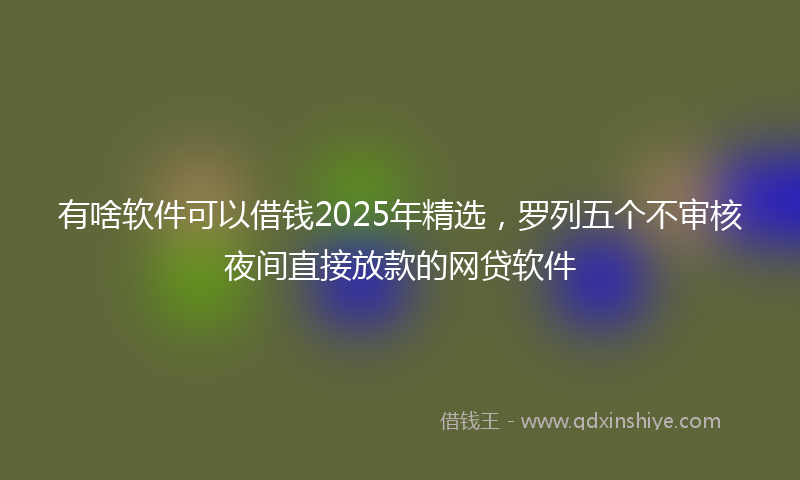 有啥软件可以借钱2025年精选，罗列五个不审核夜间直接放款的网贷软件