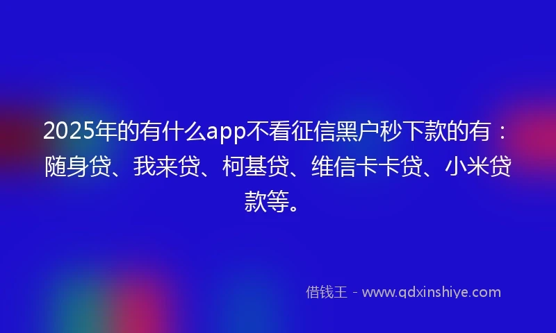 2025年的有什么app不看征信黑户秒下款的有：随身贷、我来贷、柯基贷、维信卡卡贷、小米贷款等。