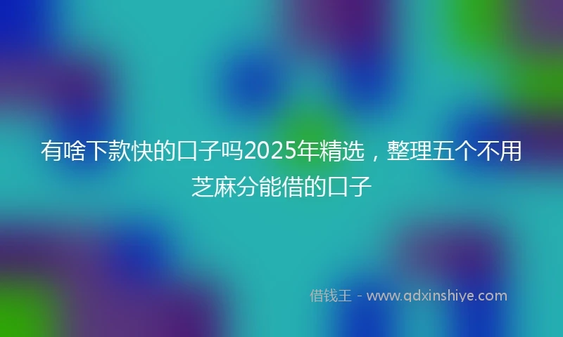 有啥下款快的口子吗2025年精选，整理五个不用芝麻分能借的口子