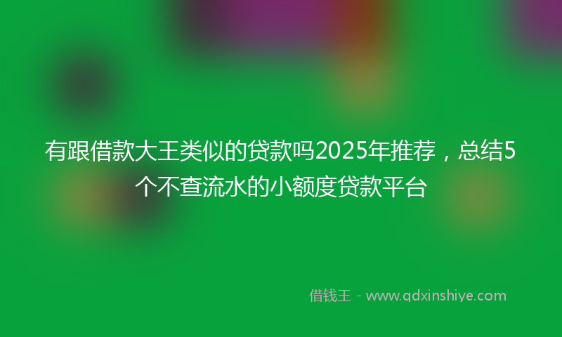 有跟借款大王类似的贷款吗2025年推荐，总结5个不查流水的小额度贷款平台