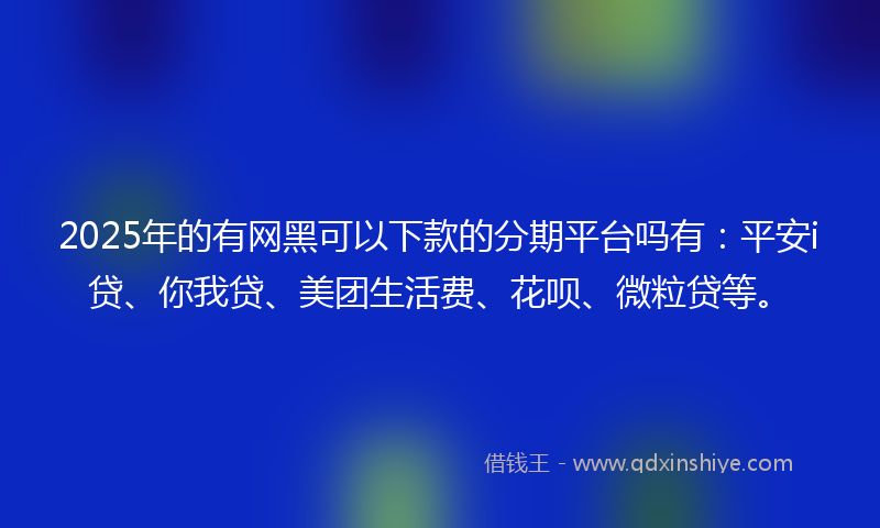 2025年的有网黑可以下款的分期平台吗有：平安i贷、你我贷、美团生活费、花呗、微粒贷等。