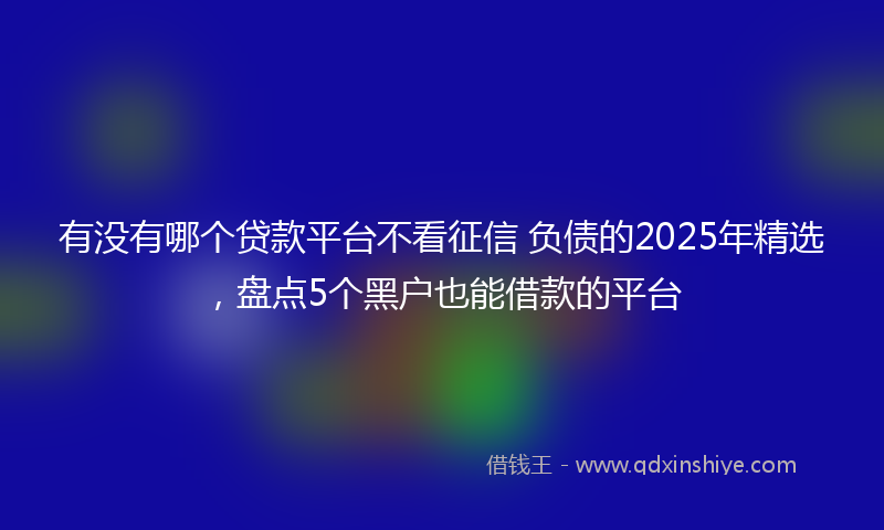 有没有哪个贷款平台不看征信 负债的2025年精选，盘点5个黑户也能借款的平台