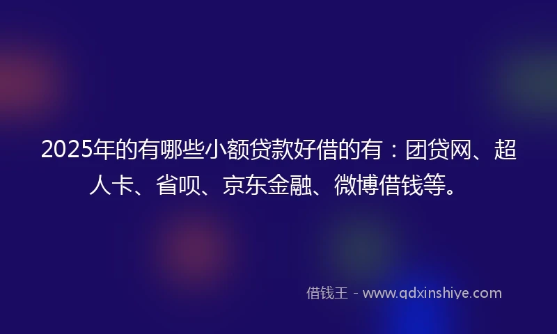 2025年的有哪些小额贷款好借的有：团贷网、超人卡、省呗、京东金融、微博借钱等。