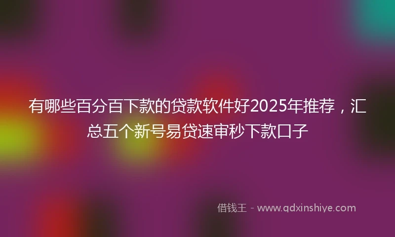 有哪些百分百下款的贷款软件好2025年推荐，汇总五个新号易贷速审秒下款口子