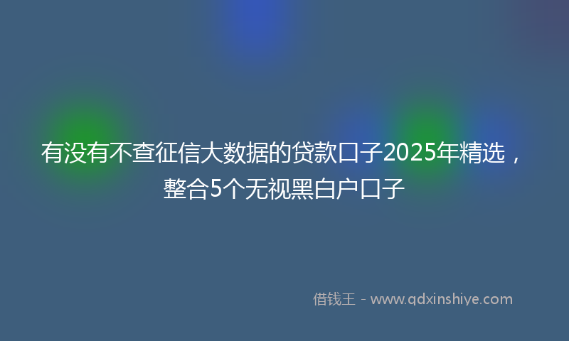 有没有不查征信大数据的贷款口子2025年精选，整合5个无视黑白户口子