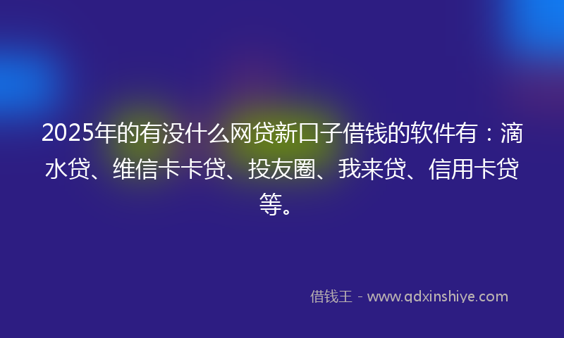 2025年的有没什么网贷新口子借钱的软件有：滴水贷、维信卡卡贷、投友圈、我来贷、信用卡贷等。